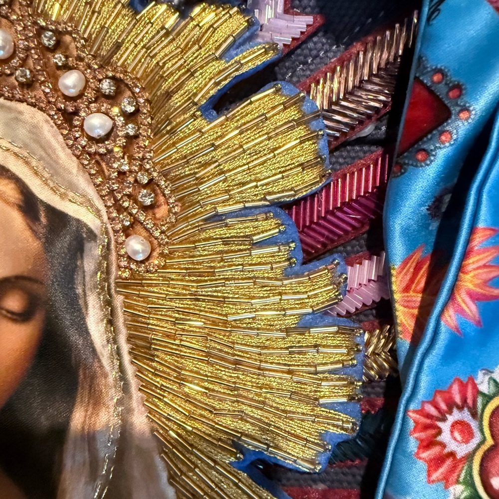 Handmade Two-Sided Tote of Virgin Mary & Cherubs - Picture 5 of 14